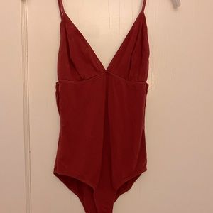 Red Plunge Bodysuit